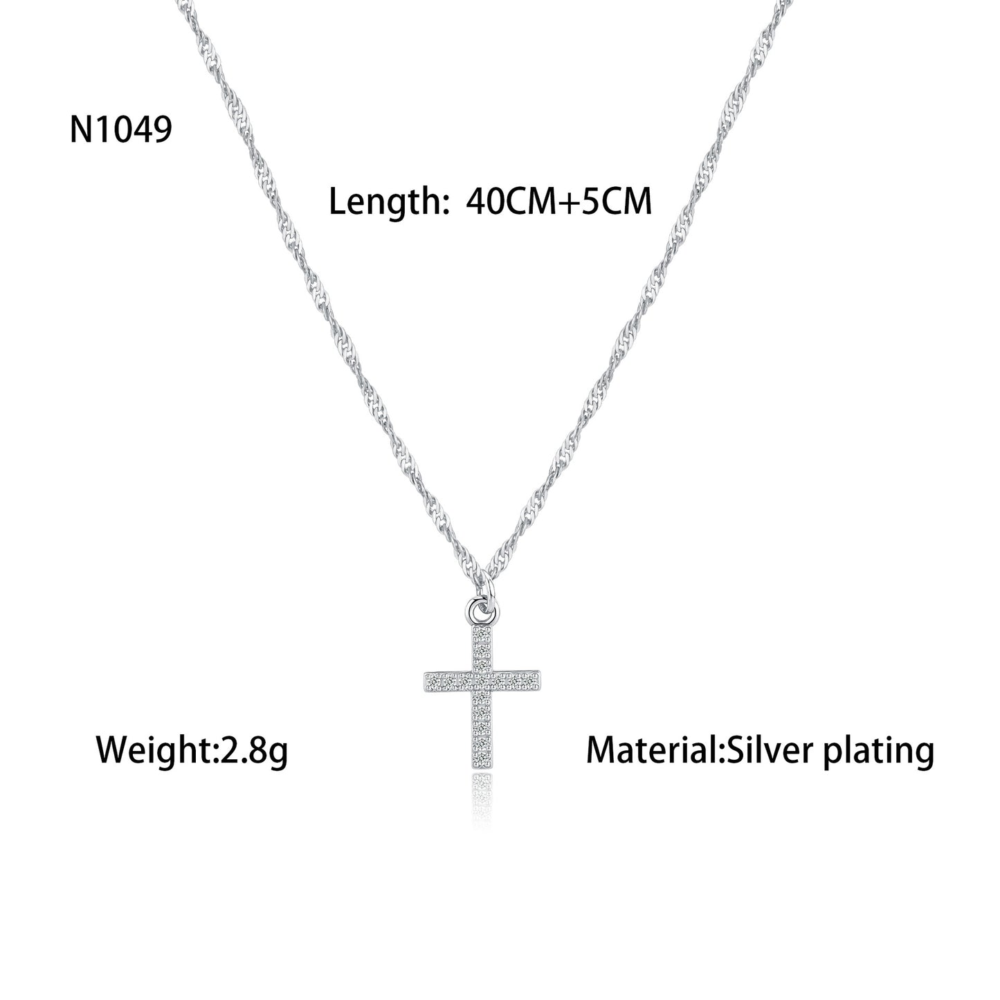 Luminique store | Minimalist Cross Necklace with Diamond Inlay
