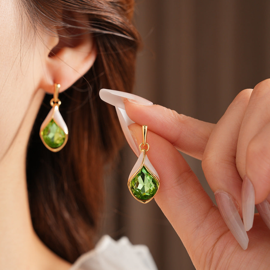 Luminique store | Green water droplet zircon pendant