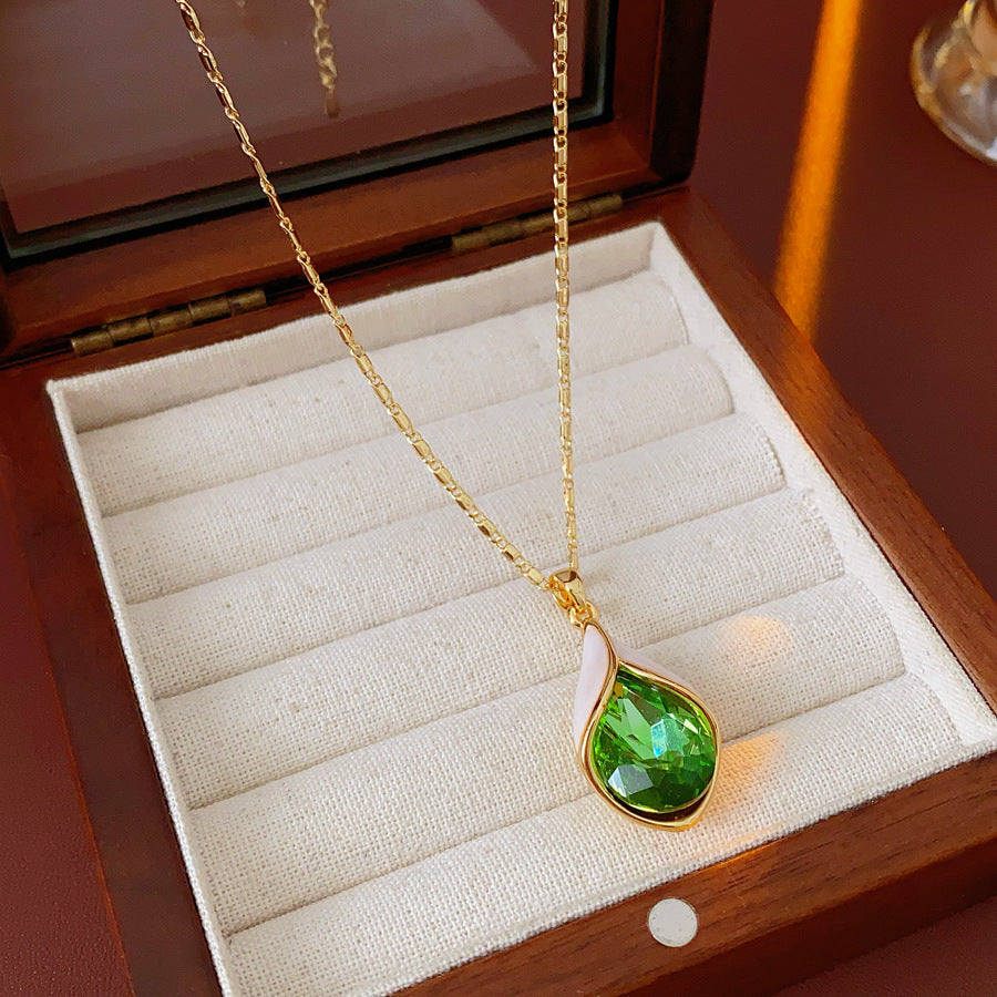 Luminique store | Green water droplet zircon pendant