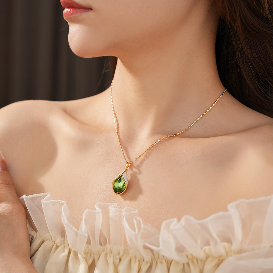 Luminique store | Green water droplet zircon pendant
