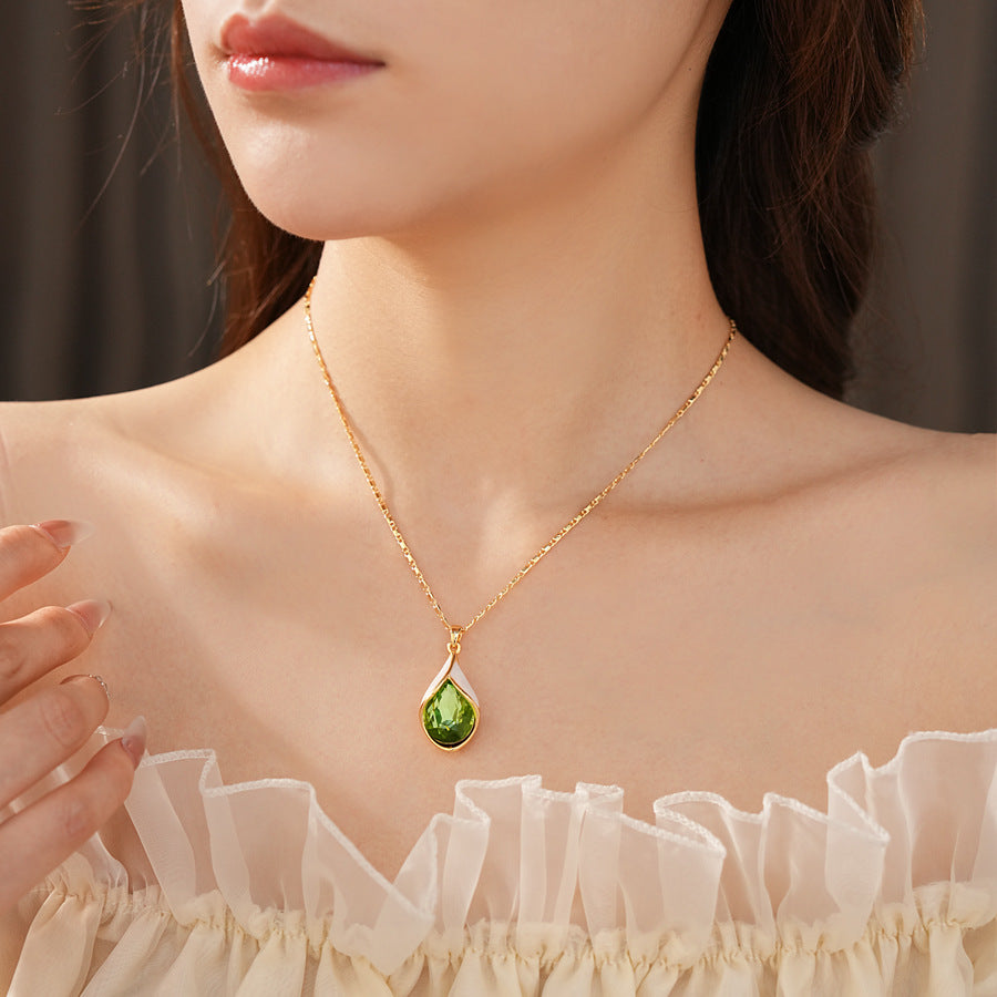 Luminique store | Green water droplet zircon pendant