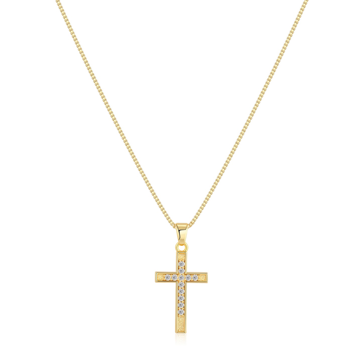 Luminique store | Minimalist Cross Necklace with Diamond Inlay