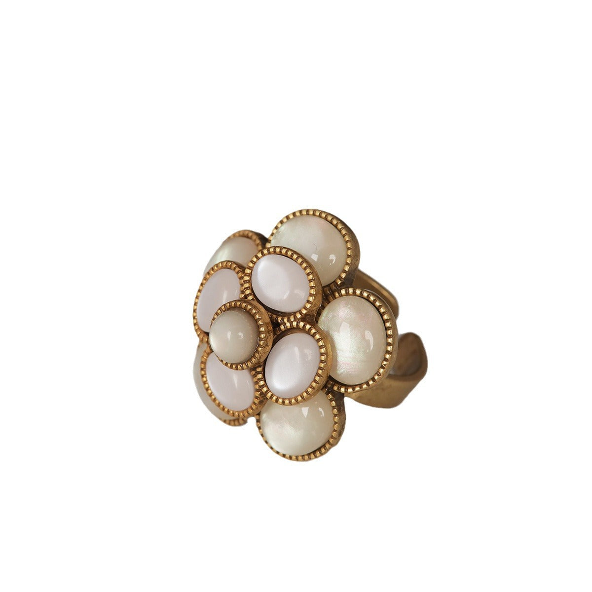 Luminique store | Gold & White Agate Flower Ring