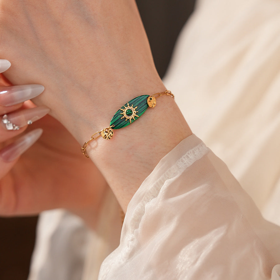 Luminique store | Minimalist Green Malachite Bracelet