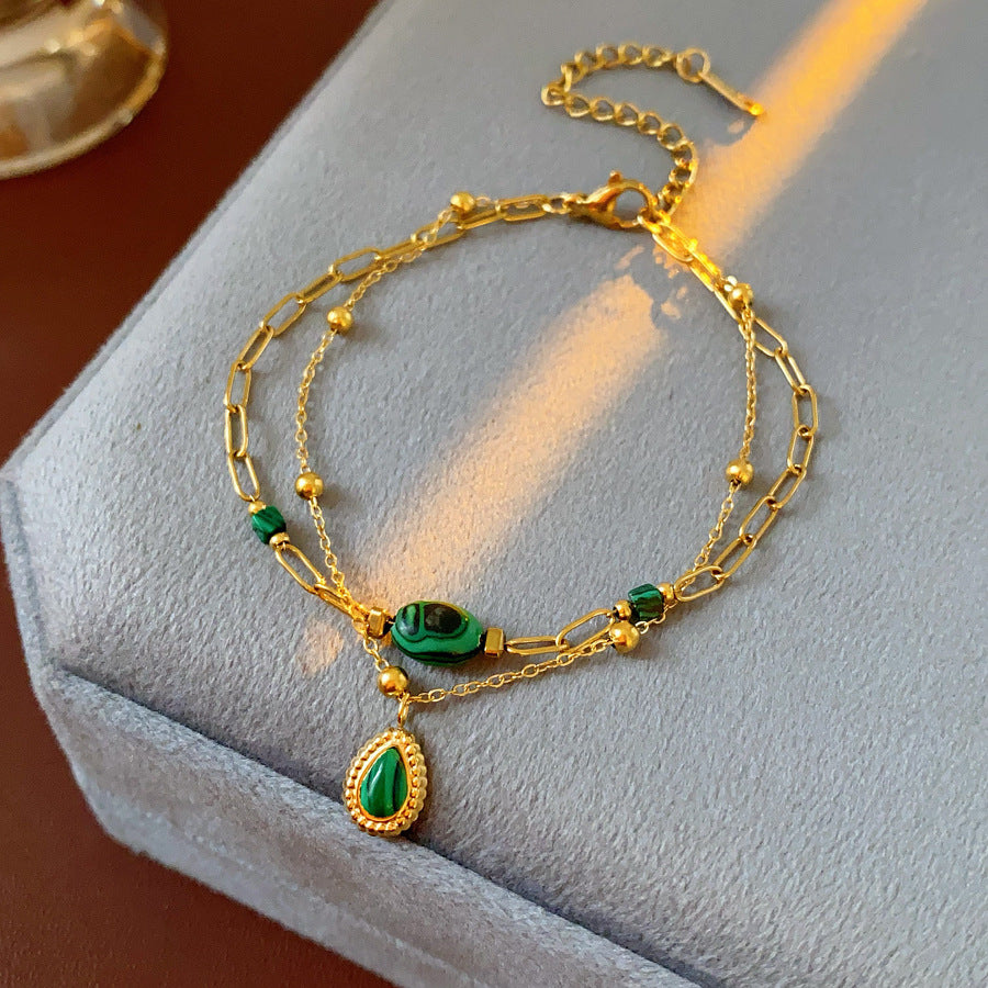 Luminique store | Minimalist Green Malachite Bracelet