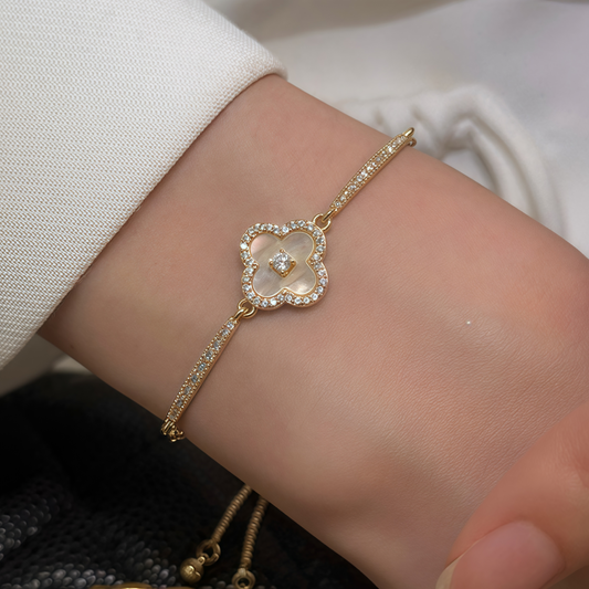 Luminique store | Gold Plated Cubic Zirconia Mother-of-Pearl Bracelet