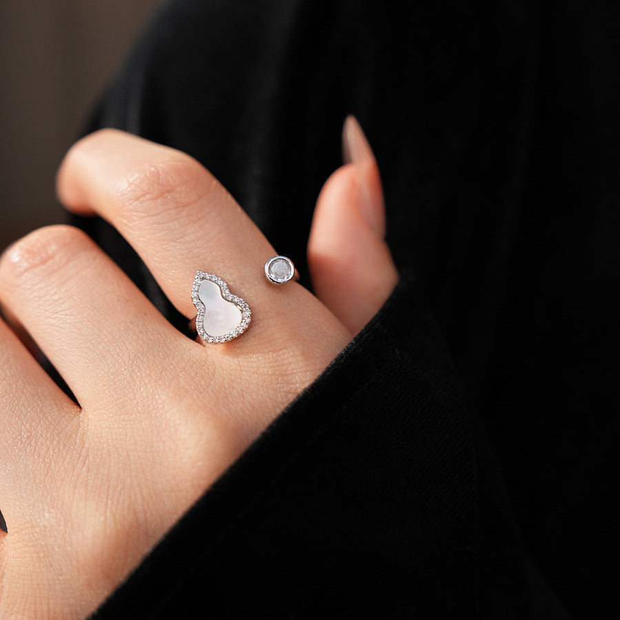 Luminique store | White Gold Gourd Open Ring