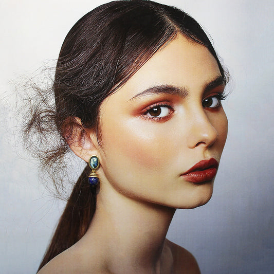 Luminique store | Lapis Lazuli Vintage Pearl Earrings