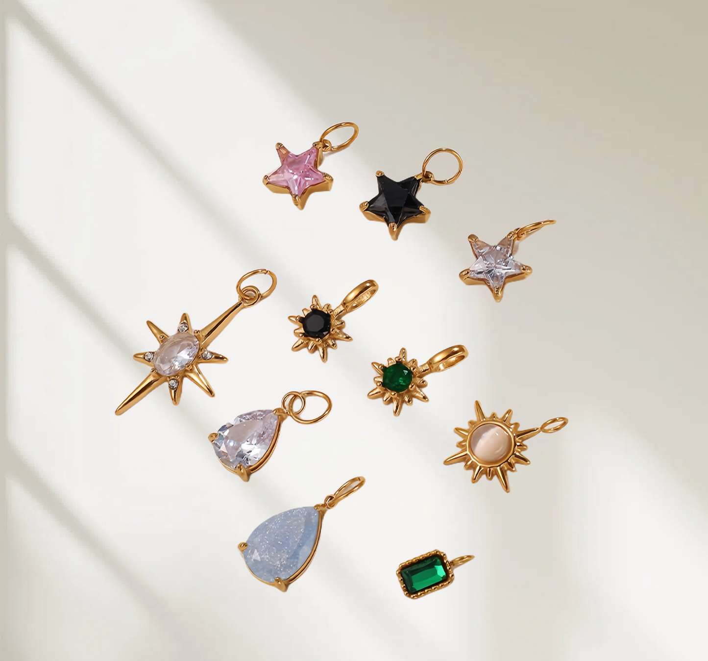 Luminique store | Geometric Star Pendant with Rainbow Gems - DIY Charm Necklace