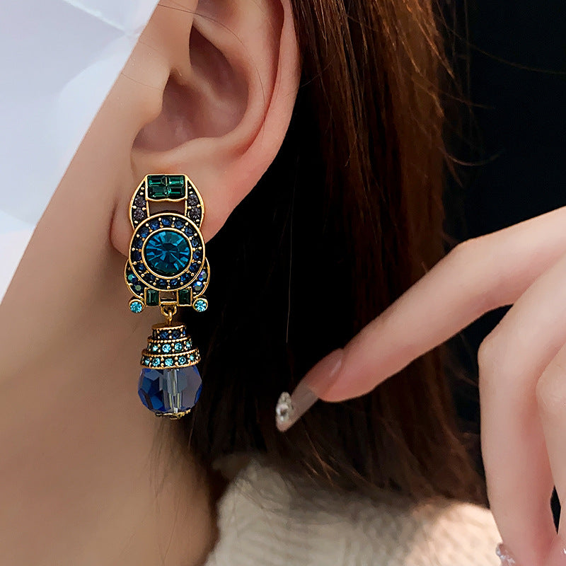 Luminique store | Blue Crystal Vintage Clip-On Earrings