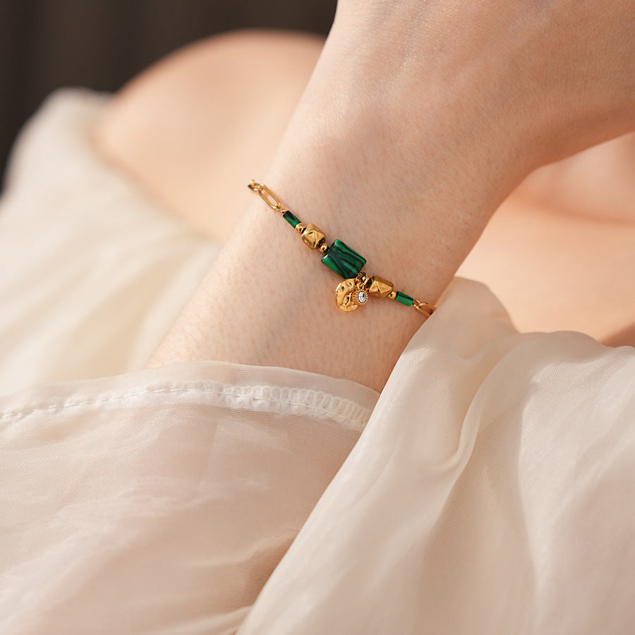 Luminique store | Minimalist Green Malachite Bracelet