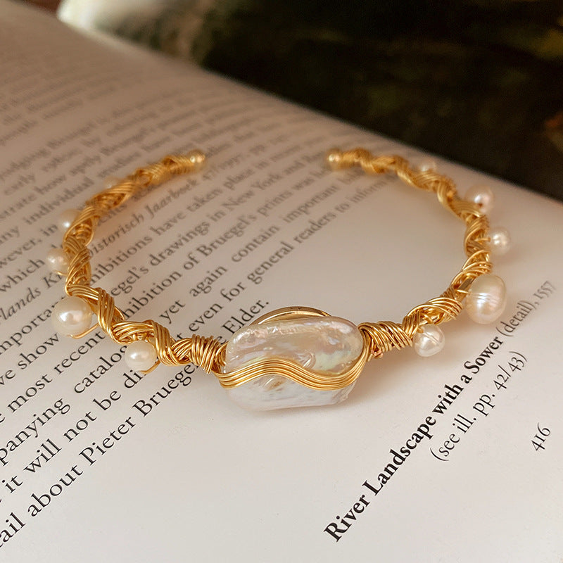 Luminique store | Baroque Irregular Pearl Open Bracelet