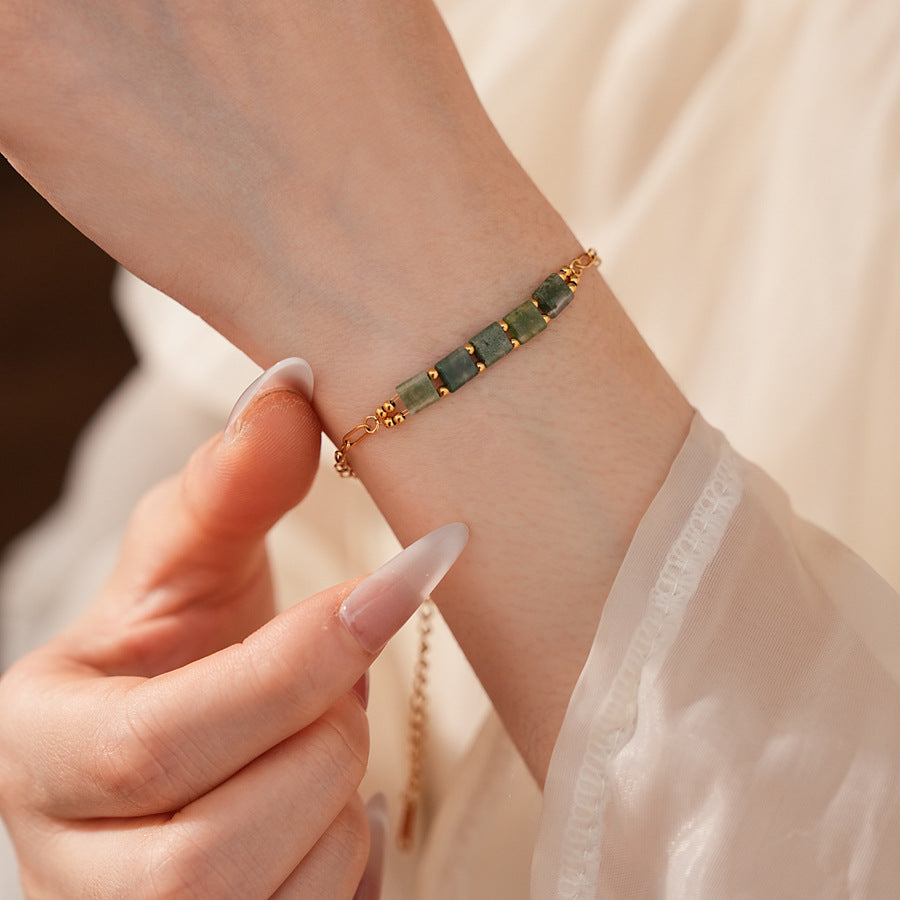 Luminique store | Minimalist Green Malachite Bracelet