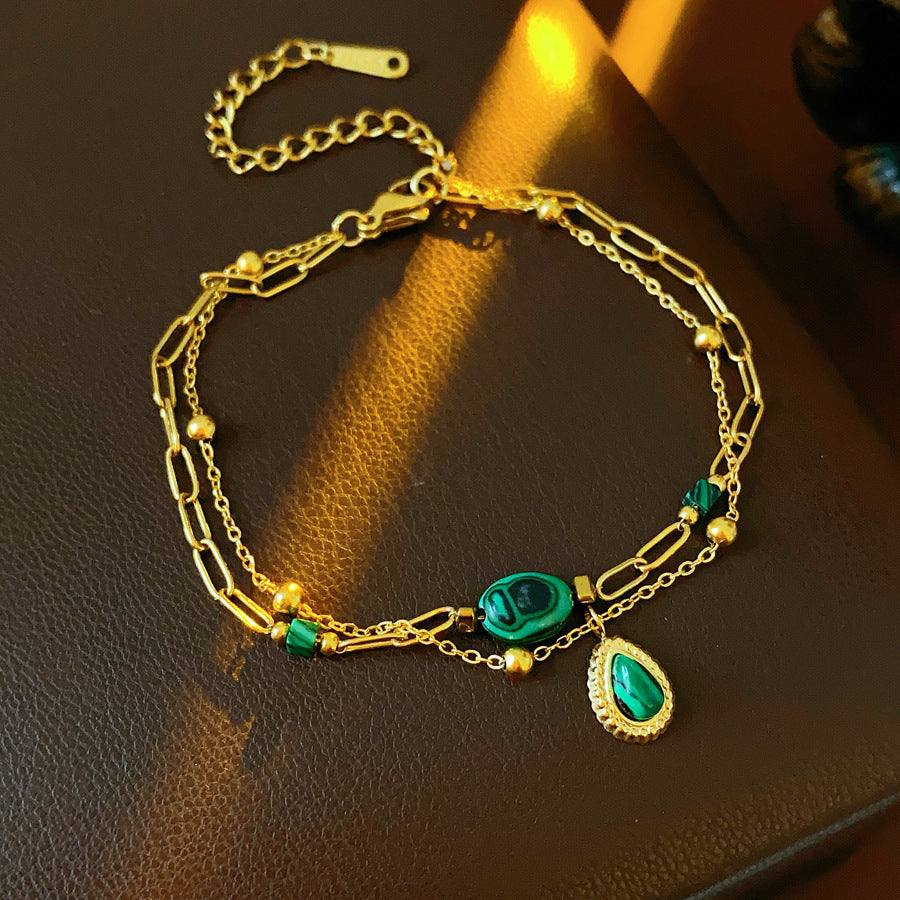 Luminique store | Minimalist Green Malachite Bracelet