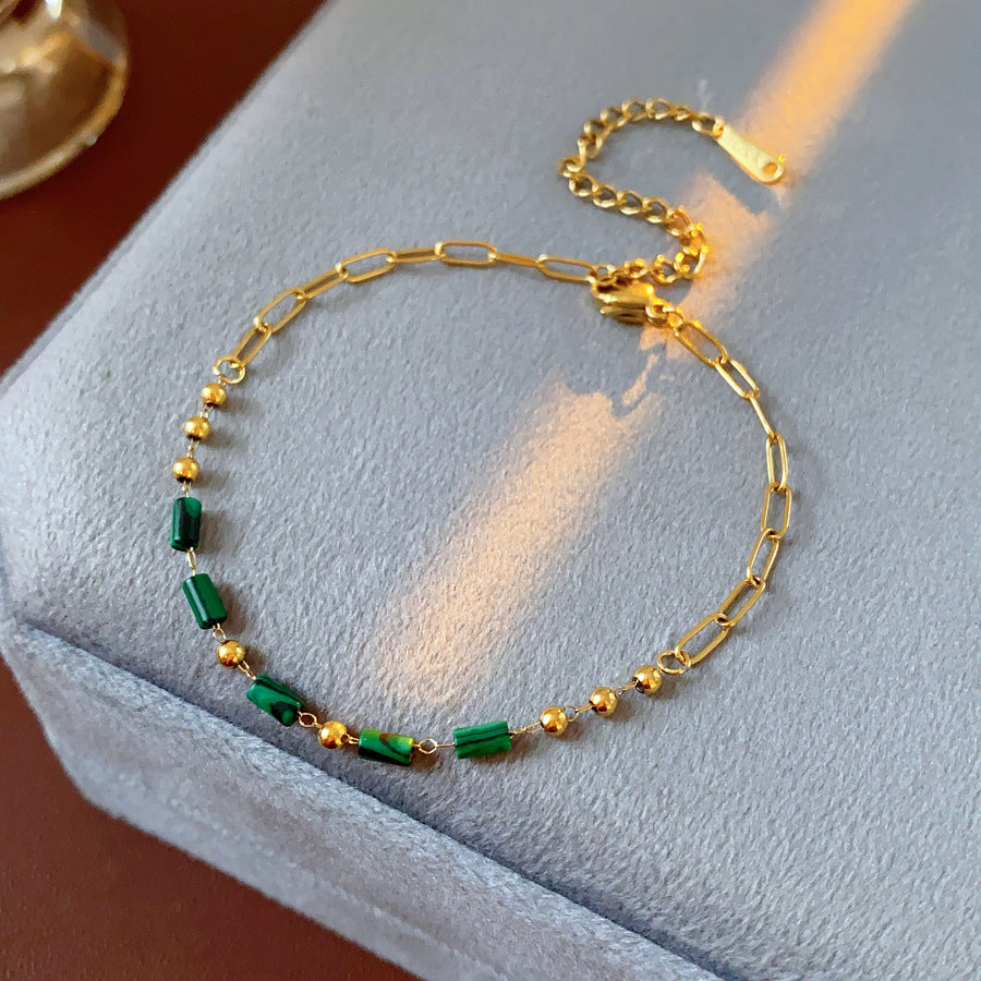Luminique store | Minimalist Green Malachite Bracelet