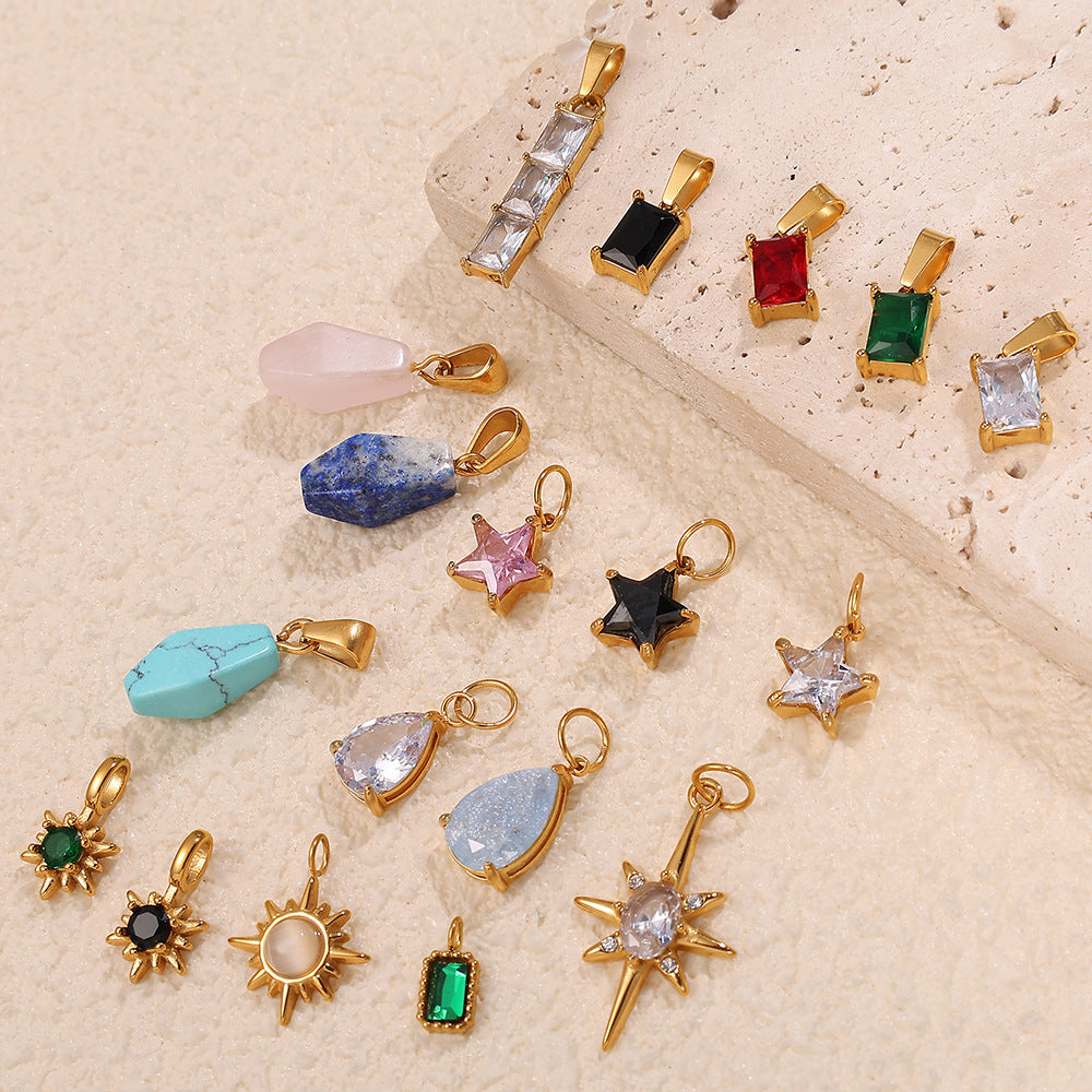 Luminique store | Geometric Star Pendant with Rainbow Gems - DIY Charm Necklace