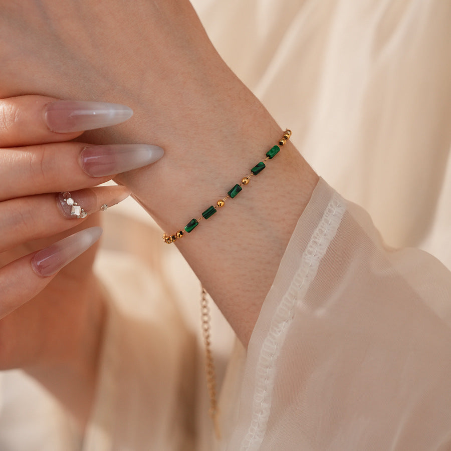Luminique store | Minimalist Green Malachite Bracelet