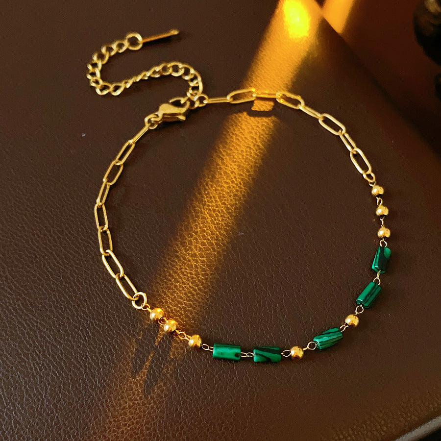 Luminique store | Minimalist Green Malachite Bracelet