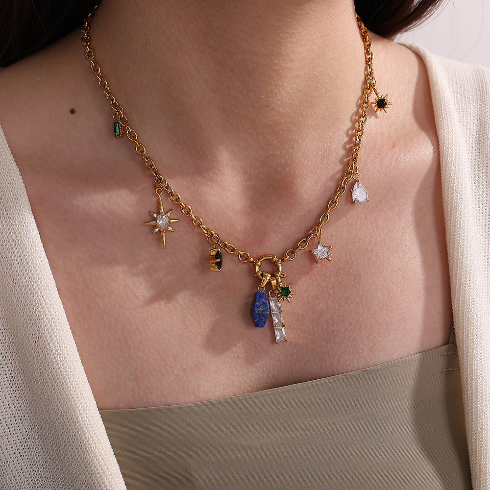 Luminique store | Geometric Star Pendant with Rainbow Gems - DIY Charm Necklace