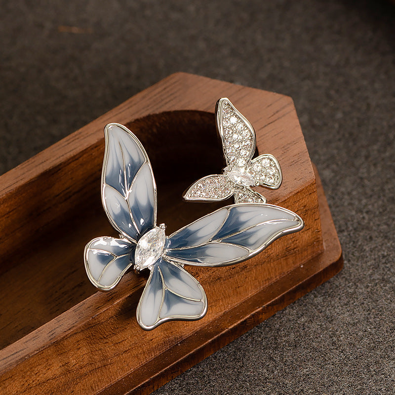 Luminique store | Light Blue Floral Double Butterfly Zircon Ring
