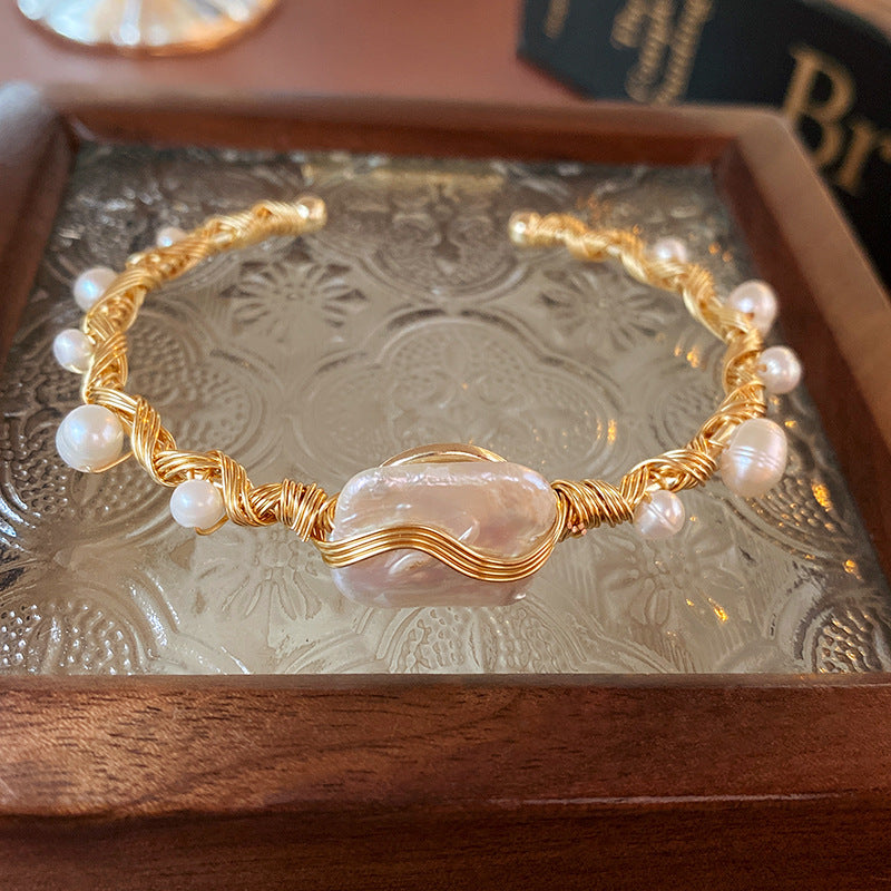 Luminique store | Baroque Irregular Pearl Open Bracelet