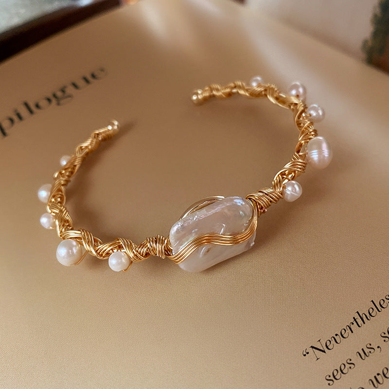 Luminique store | Baroque Irregular Pearl Open Bracelet