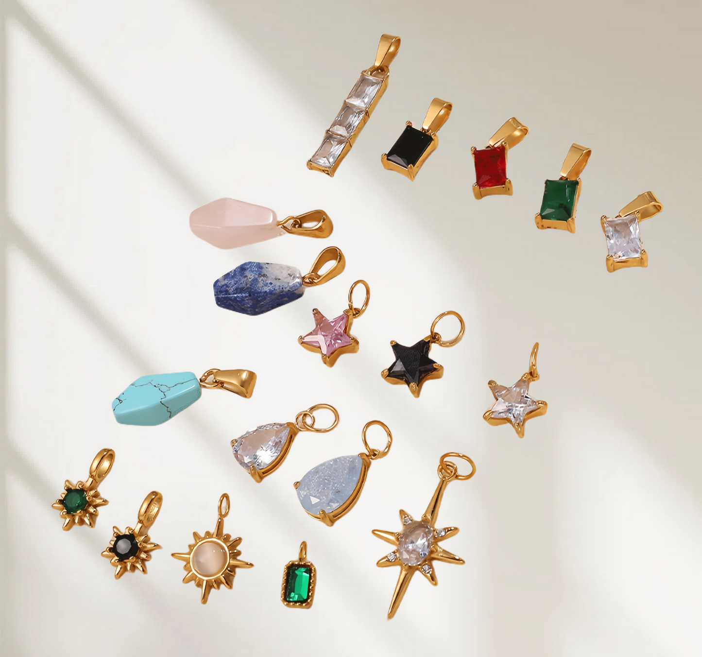 Luminique store | Geometric Star Pendant with Rainbow Gems - DIY Charm Necklace
