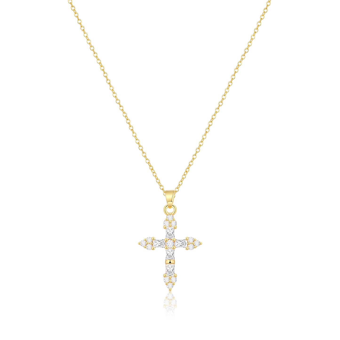 Luminique store | Minimalist Cross Necklace with Diamond Inlay