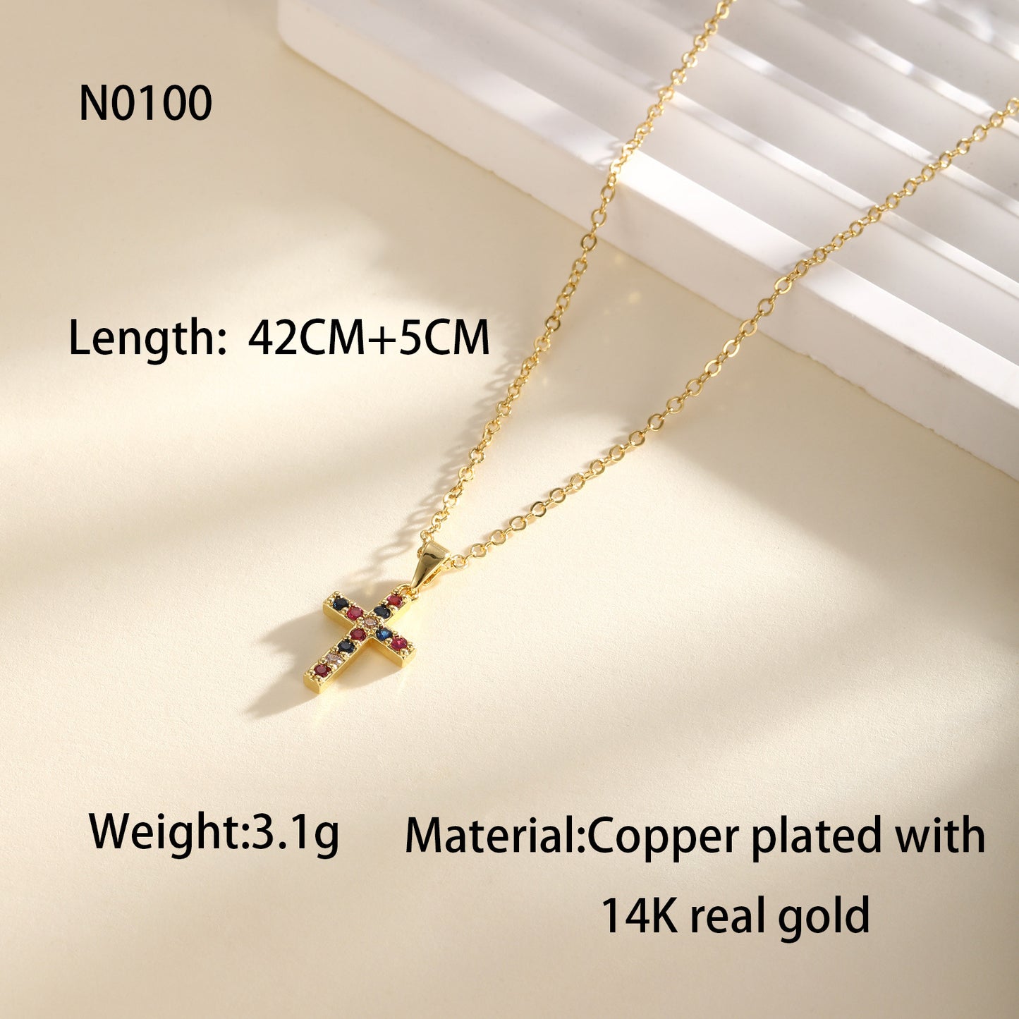 Luminique store | Minimalist Cross Necklace with Diamond Inlay