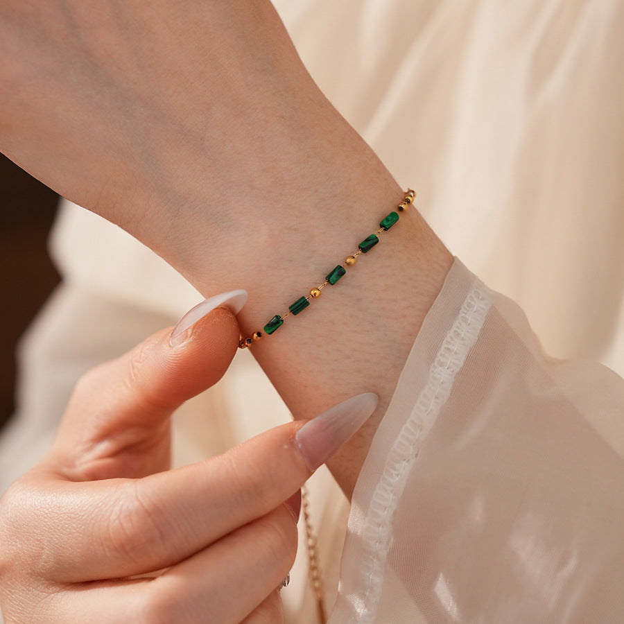 Luminique store | Minimalist Green Malachite Bracelet