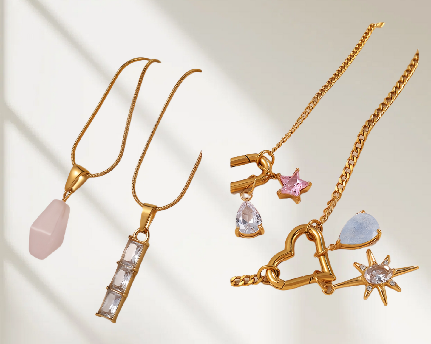 Luminique store | Geometric Star Pendant with Rainbow Gems - DIY Charm Necklace