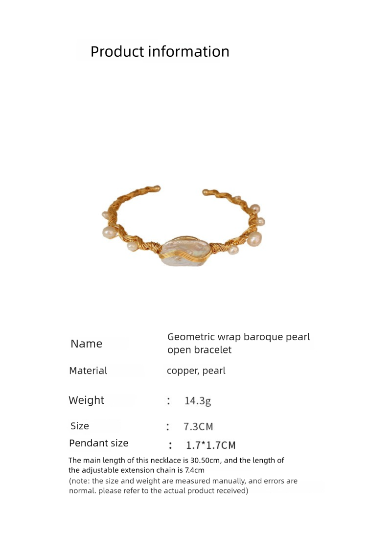 Luminique store | Baroque Irregular Pearl Open Bracelet
