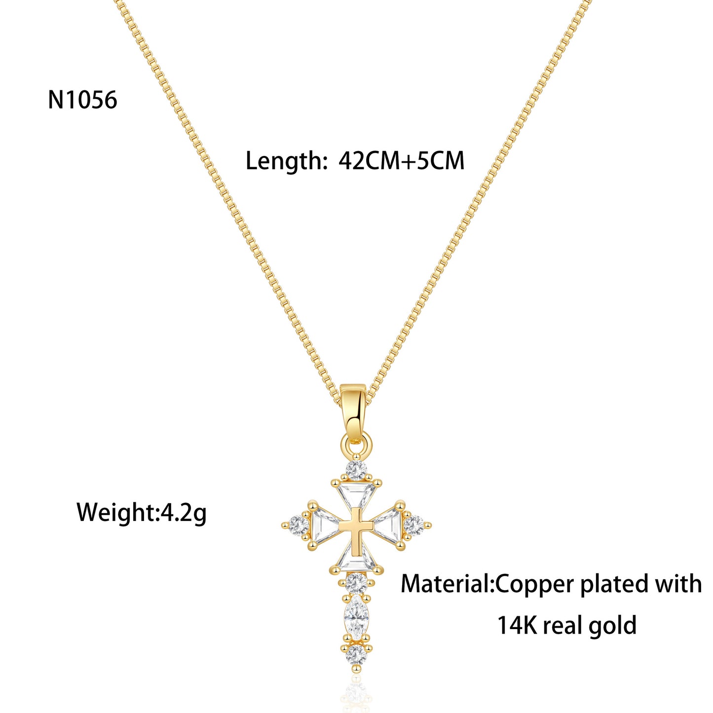 Luminique store | Minimalist Cross Necklace with Diamond Inlay