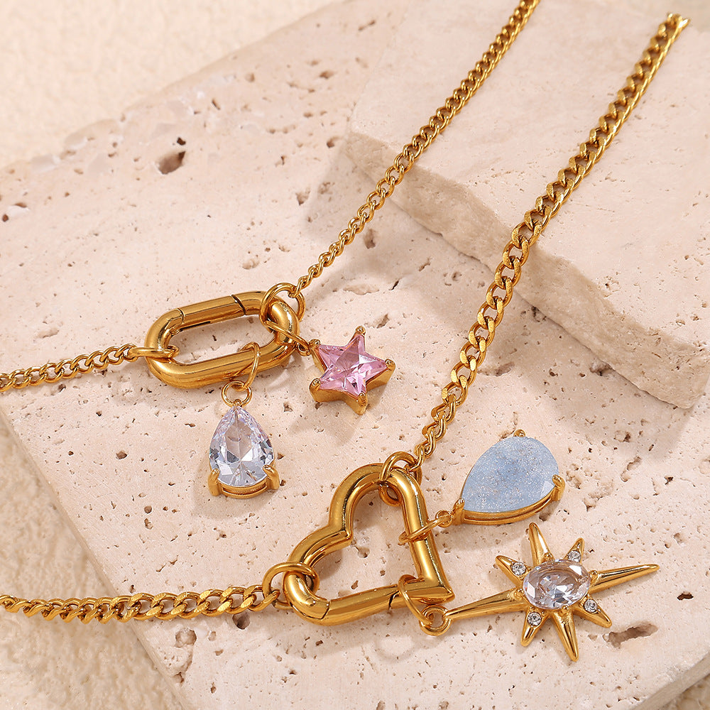Luminique store | Geometric Star Pendant with Rainbow Gems - DIY Charm Necklace