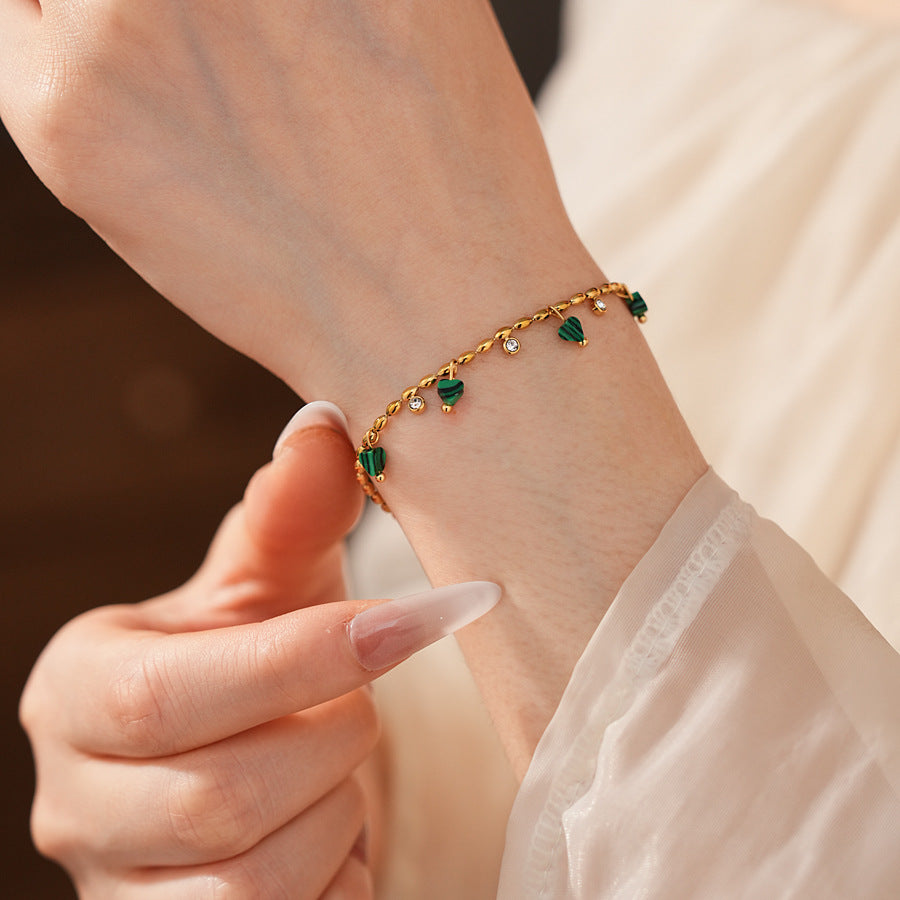Luminique store | Minimalist Green Malachite Bracelet