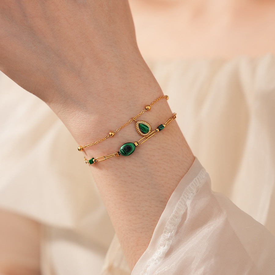 Luminique store | Minimalist Green Malachite Bracelet