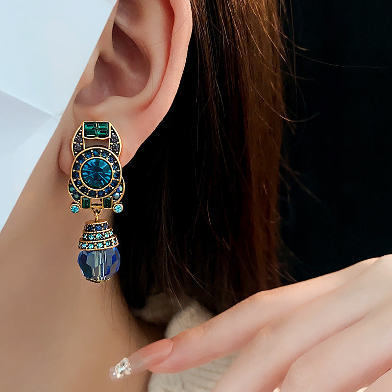 Luminique store | Blue Crystal Vintage Clip-On Earrings