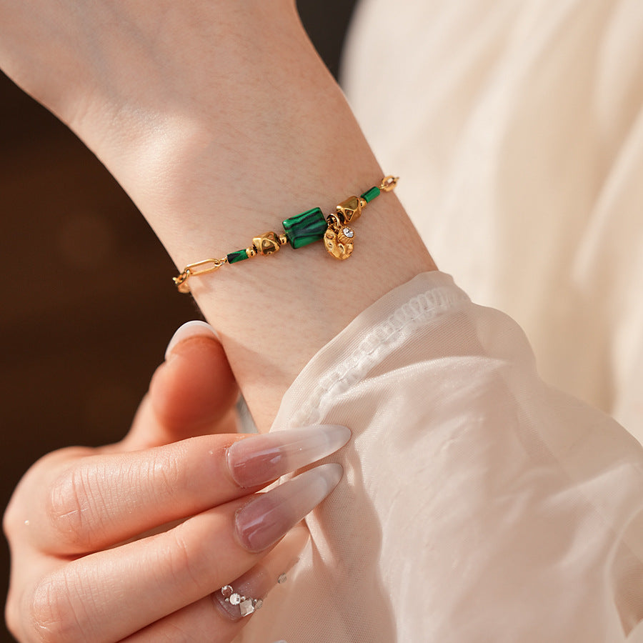 Luminique store | Minimalist Green Malachite Bracelet