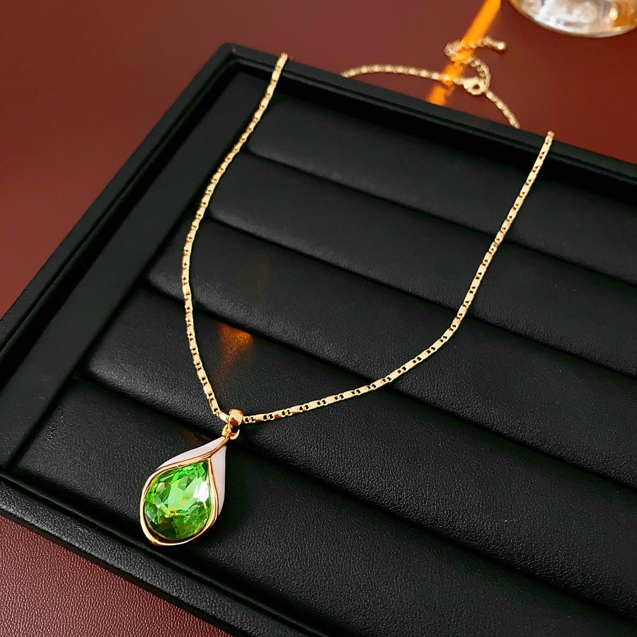 Luminique store | Green water droplet zircon pendant