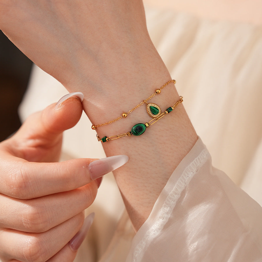 Luminique store | Minimalist Green Malachite Bracelet