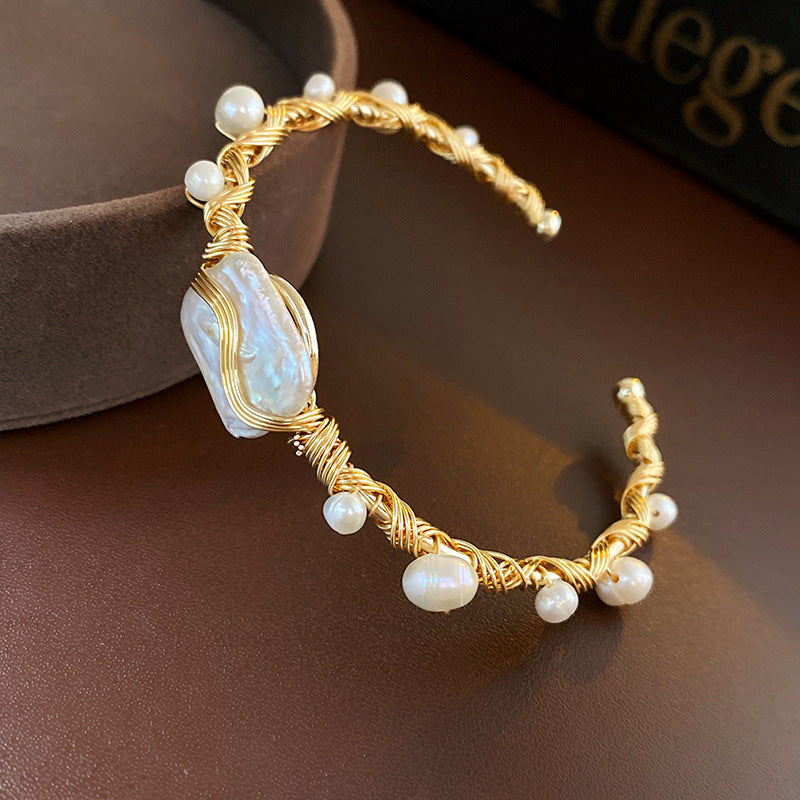 Luminique store | Baroque Irregular Pearl Open Bracelet