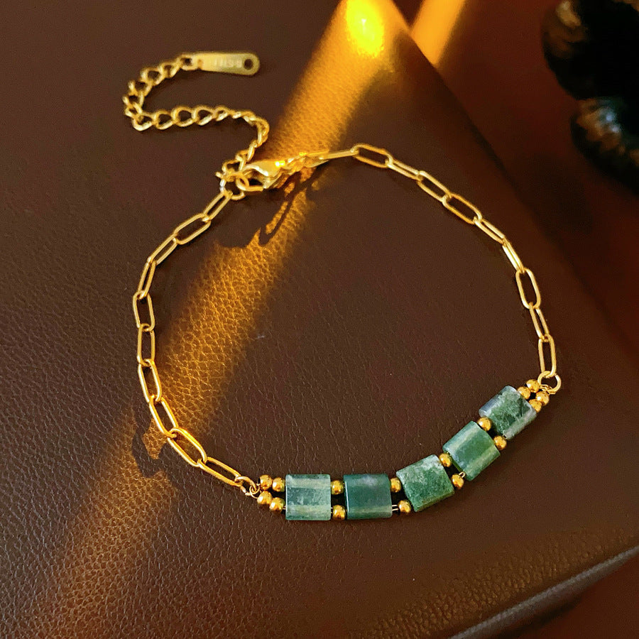 Luminique store | Minimalist Green Malachite Bracelet