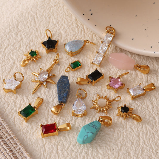 Luminique store | Geometric Star Pendant with Rainbow Gems - DIY Charm Necklace