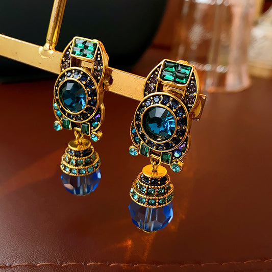 Luminique store | Blue Crystal Vintage Clip-On Earrings