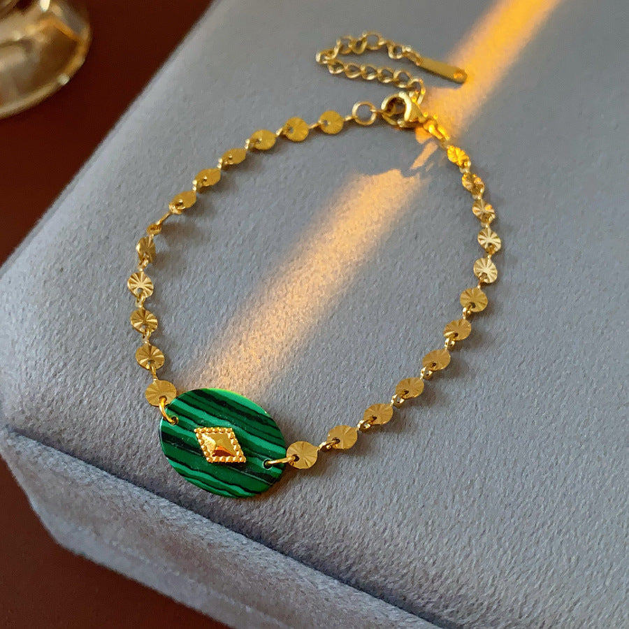 Luminique store | Minimalist Green Malachite Bracelet