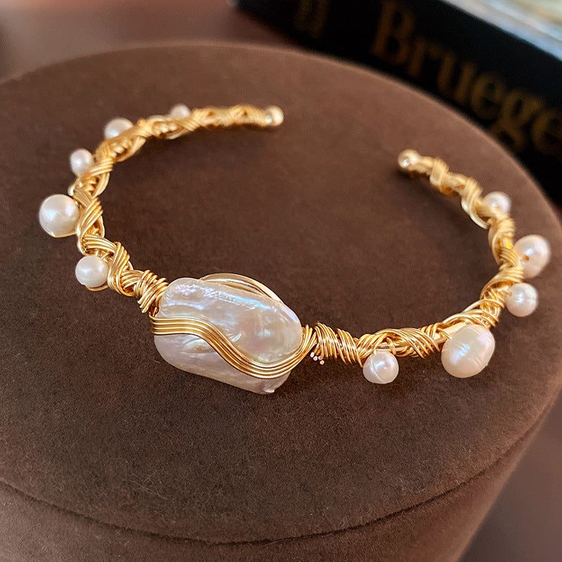 Luminique store | Baroque Irregular Pearl Open Bracelet