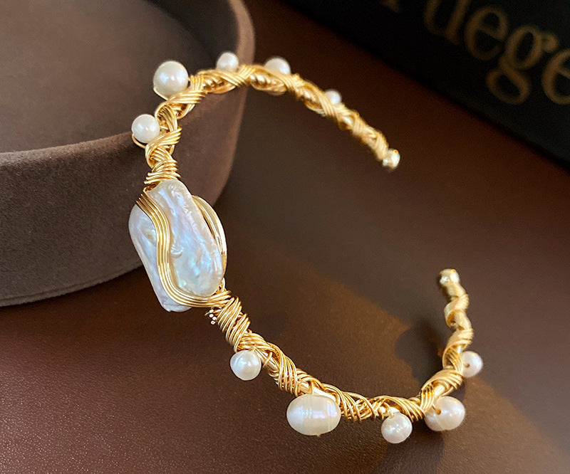 Luminique store | Baroque Irregular Pearl Open Bracelet