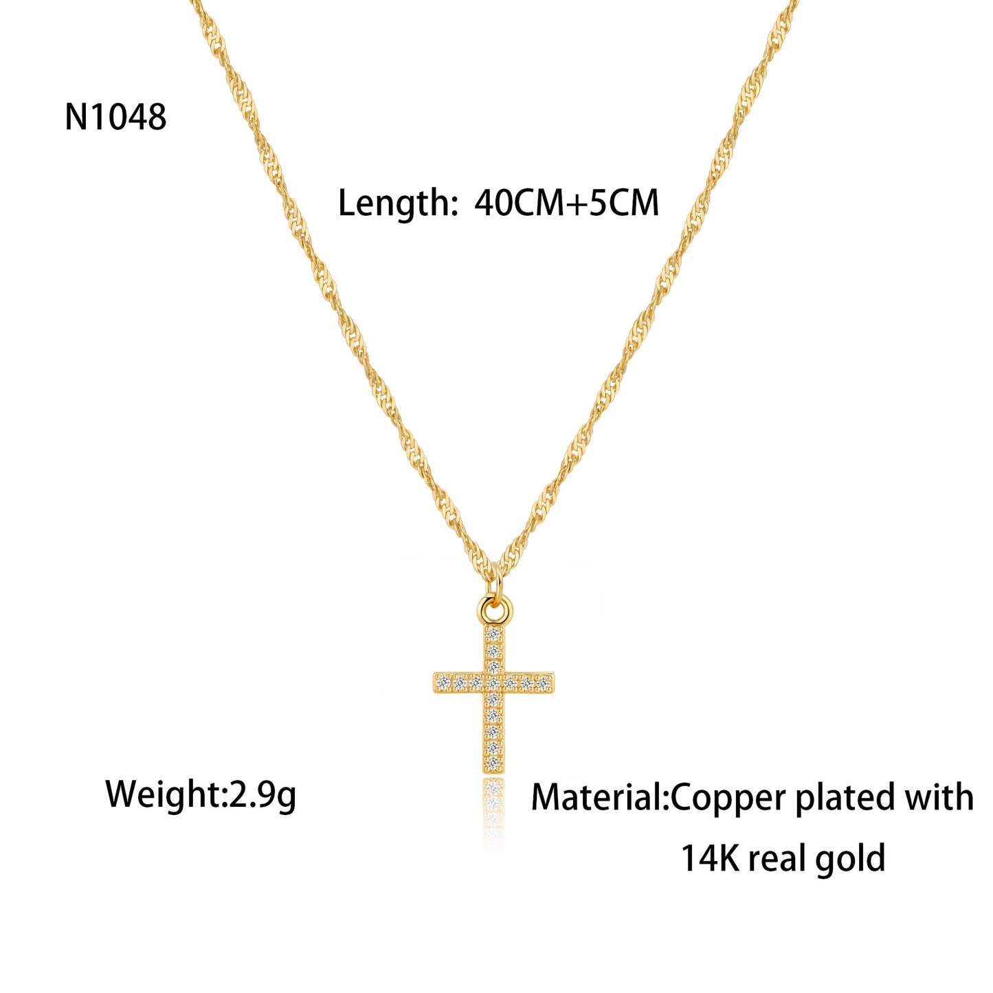 Luminique store | Minimalist Cross Necklace with Diamond Inlay