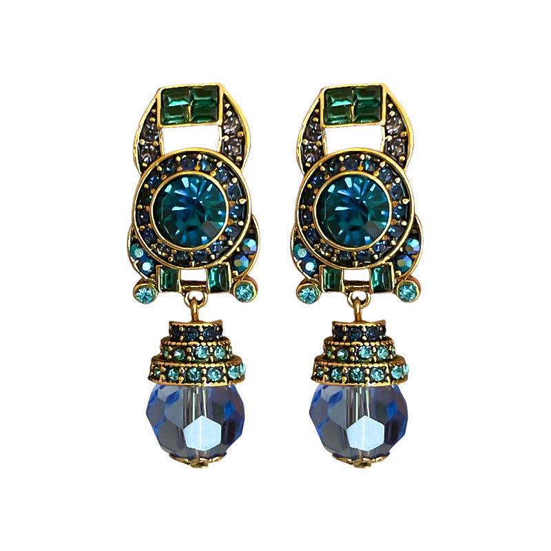 Luminique store | Blue Crystal Vintage Clip-On Earrings