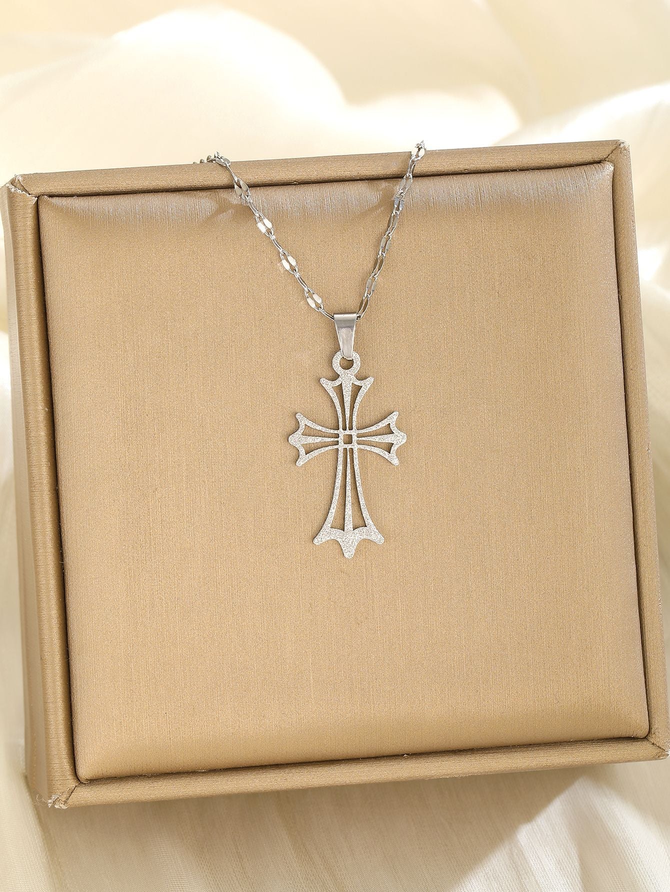 Luminique Store |   Copper Cross Pendant with Full Zircon Inlay, Light Luxury Style